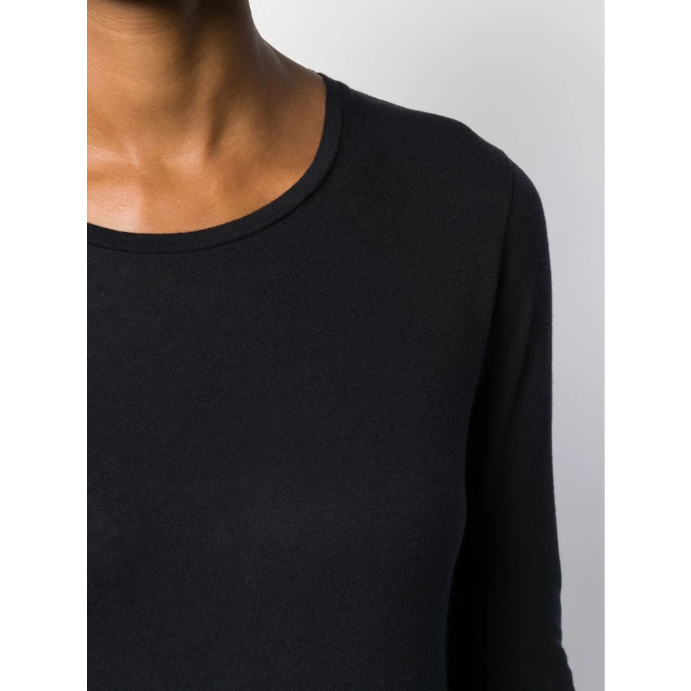 majestic filatures Navy Blue Katoenmix Crew Neck Sweater Blue Dames