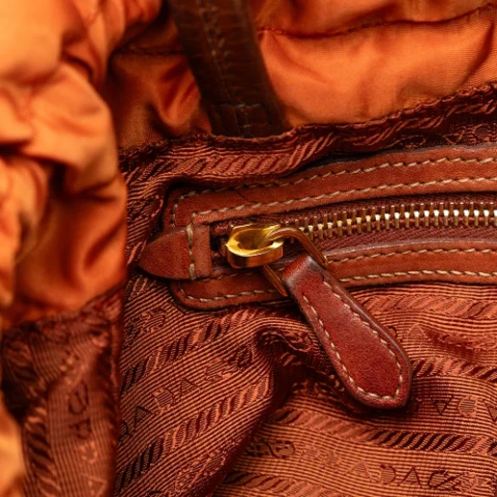Prada Vintage Pre-owned Leather shoulder-bags Orange Dames