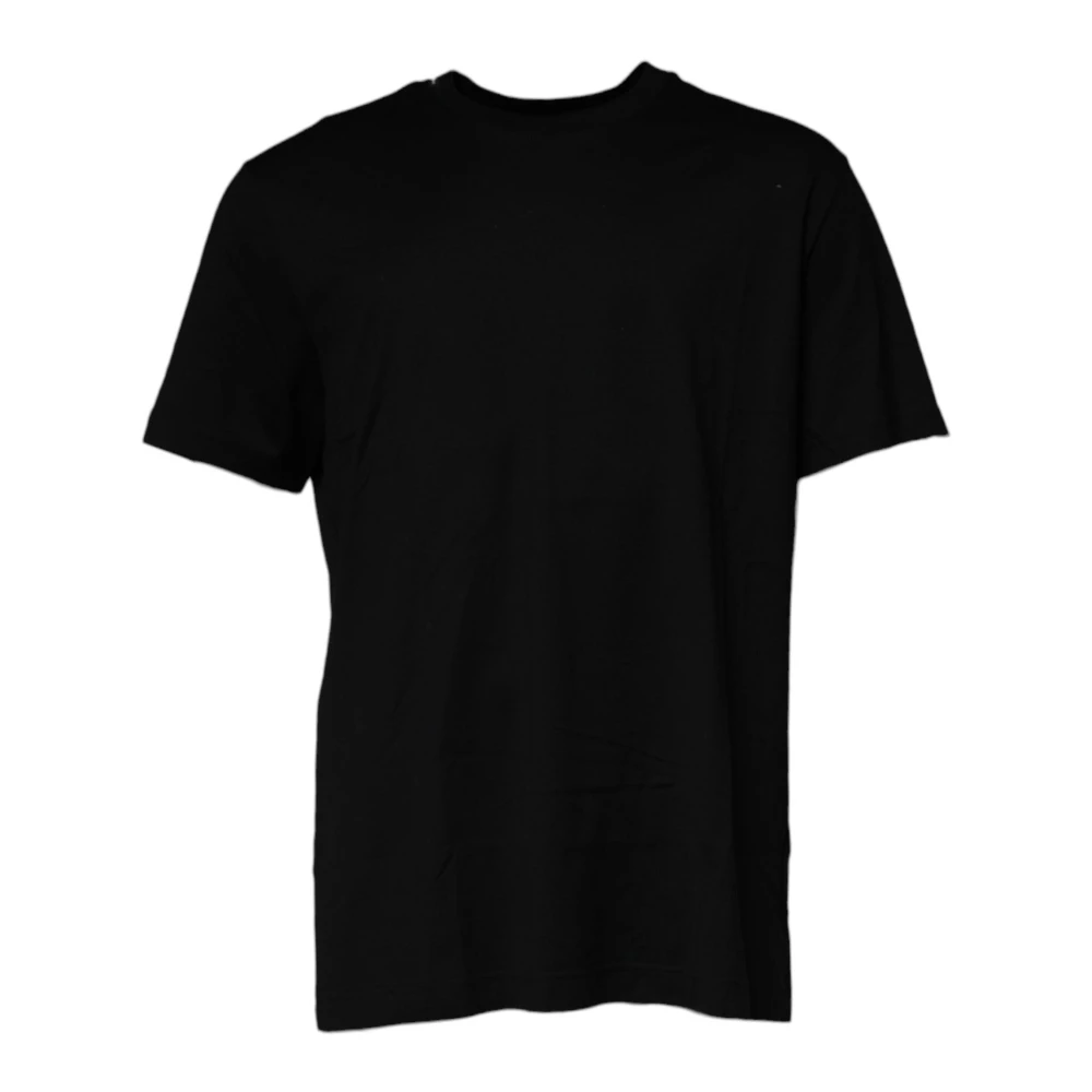 Dolce & Gabbana Zwarte Katoenen Crew Neck T-shirt Black Heren
