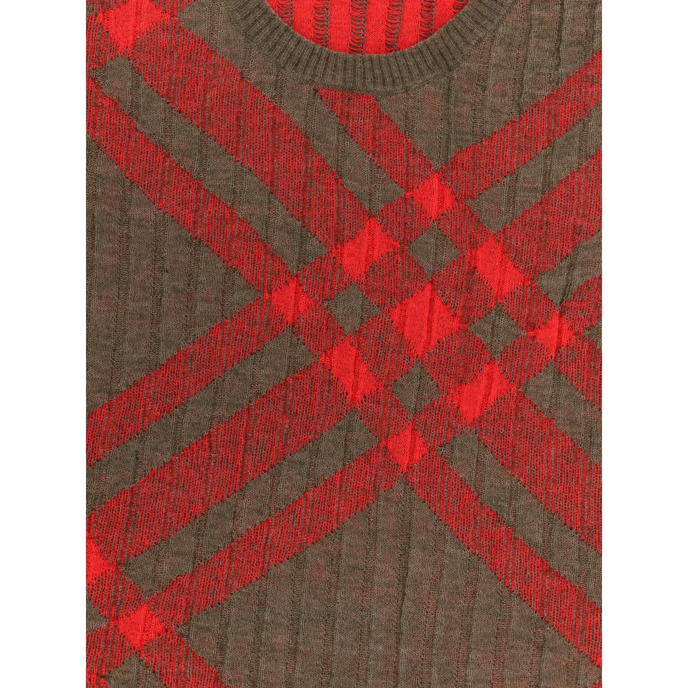Burberry Check Intarsia Mouwloos Aw24 Brown Dames