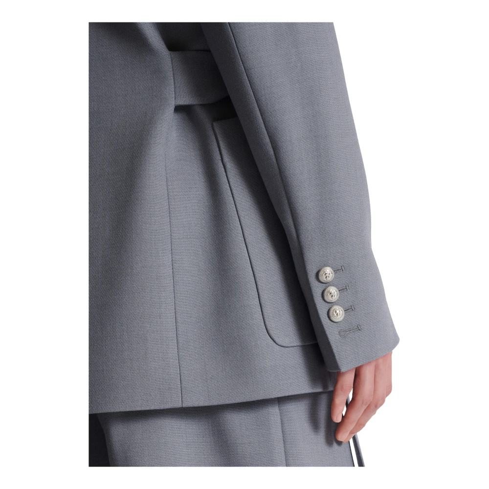 Balmain Gebelde asymmetrische jas in dubbele crêpe Gray Heren