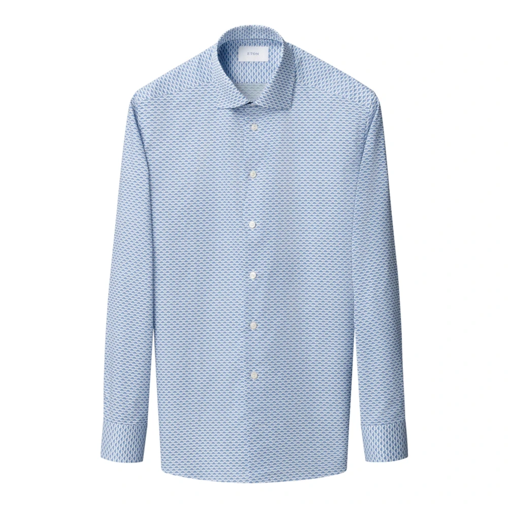 Eton Blue Casual Shirts, Male, 5XL, Contemporary Fit Geometric Twill Shirt