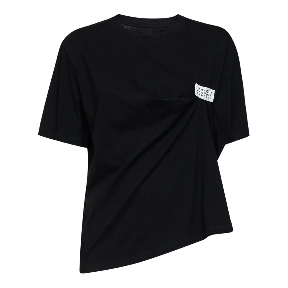 Mm6 Maison Margiela Black Crew Neck T-Shirt - Female - T-Shirts - S - Tops