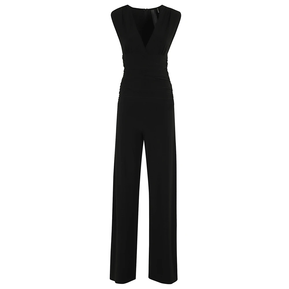 Norma Kamali Mouwloze V-hals Jumpsuit met Gerimpelde Taille Black Dames