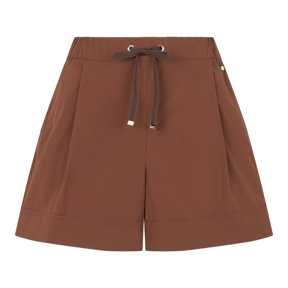 Herno Women's Brown Shorts In Light Stretch Nylon