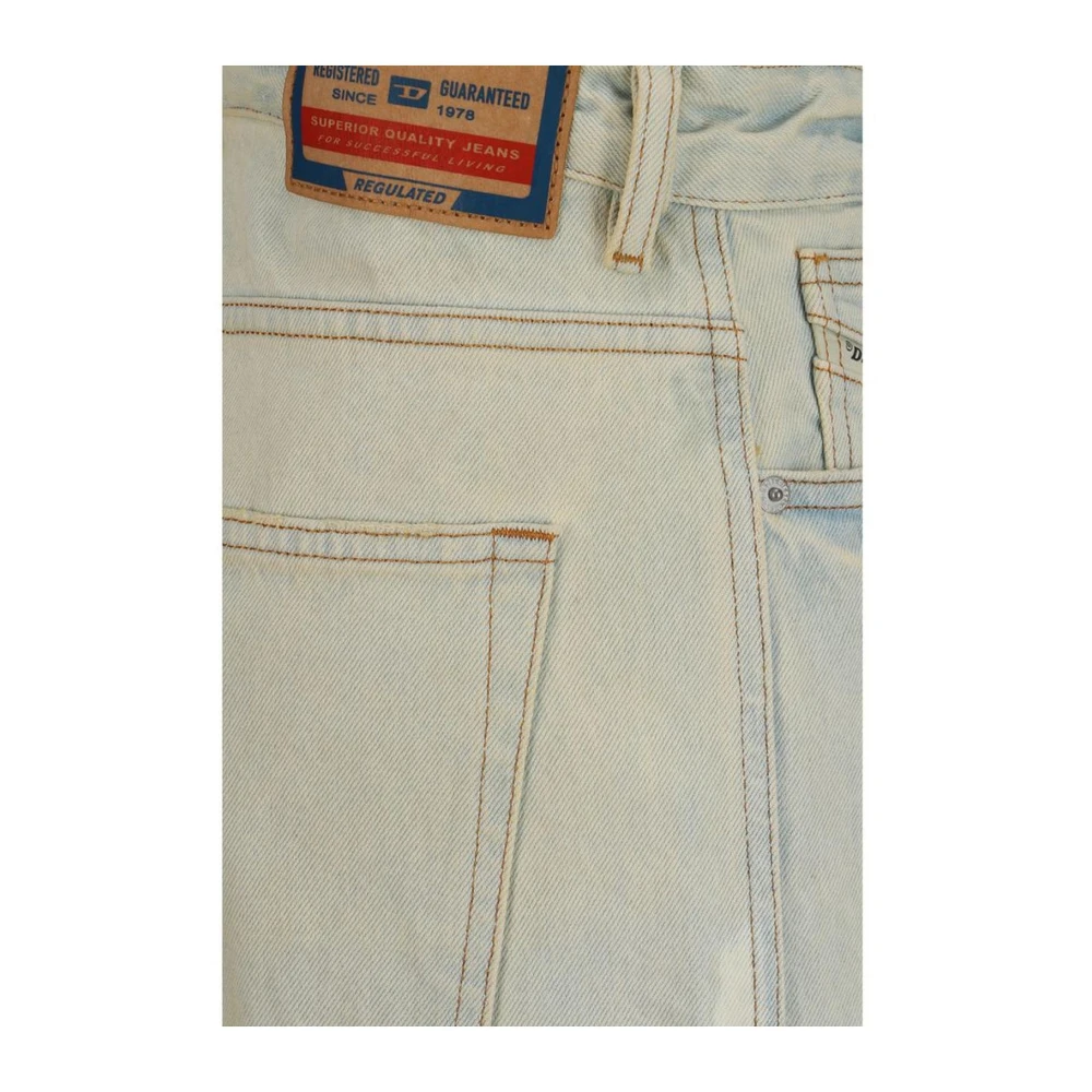 Diesel Wijde spijkerbroek met leren details Blue Dames