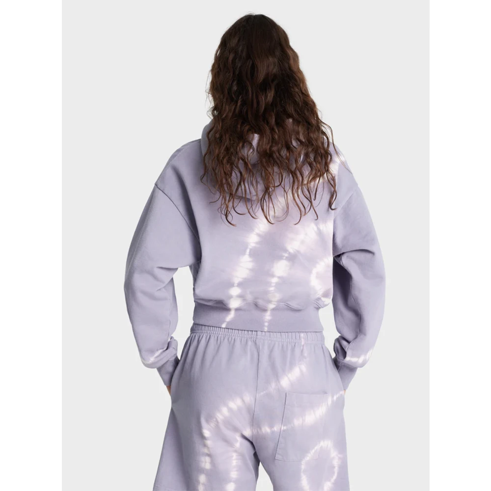 Sporty & Rich Paarse Emblem Cropped Hoodie Purple Dames