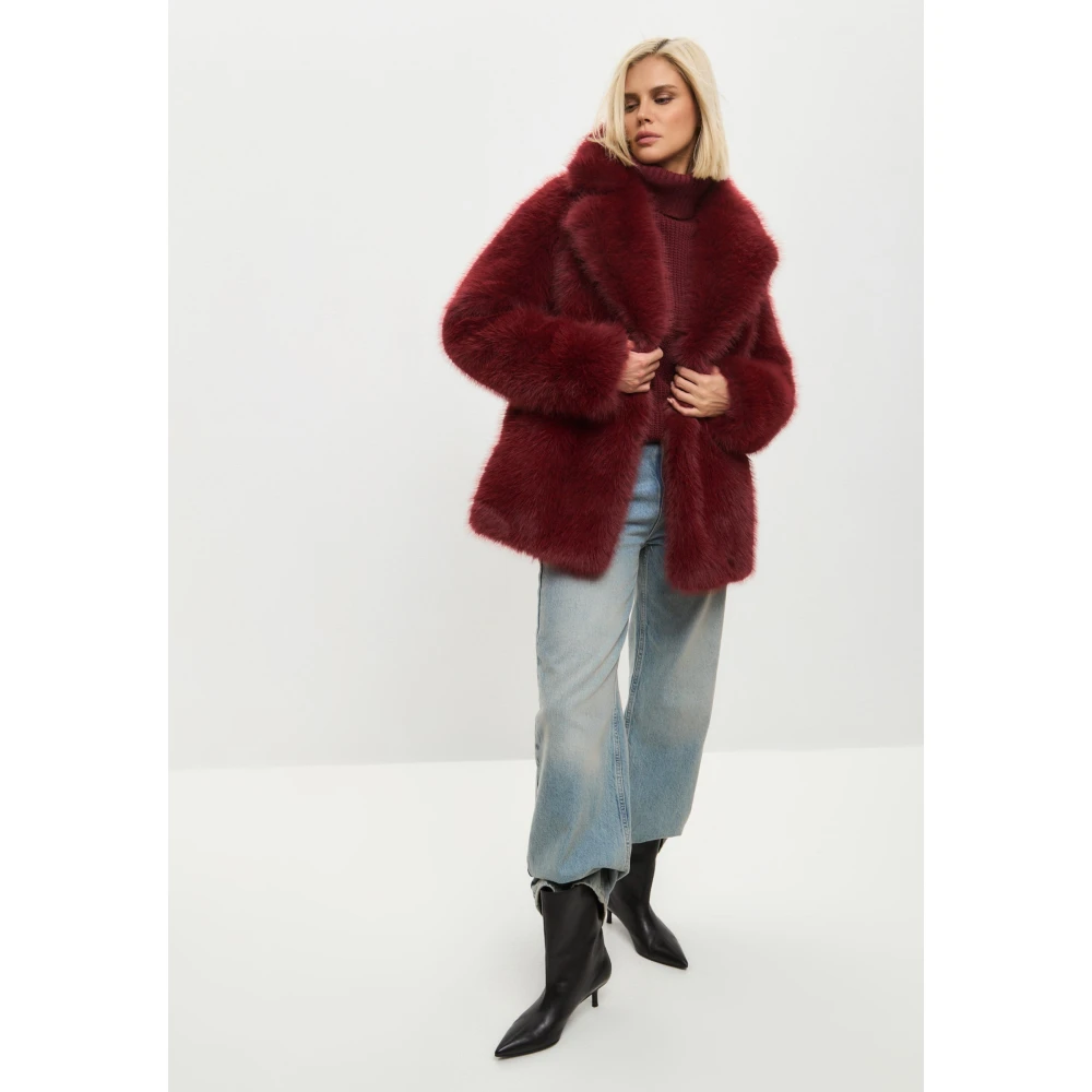 Cesare Gaspari Faux Fur & Shearling Jackets Red Dames