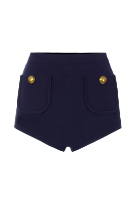 Stickade shorts med juvelknappar