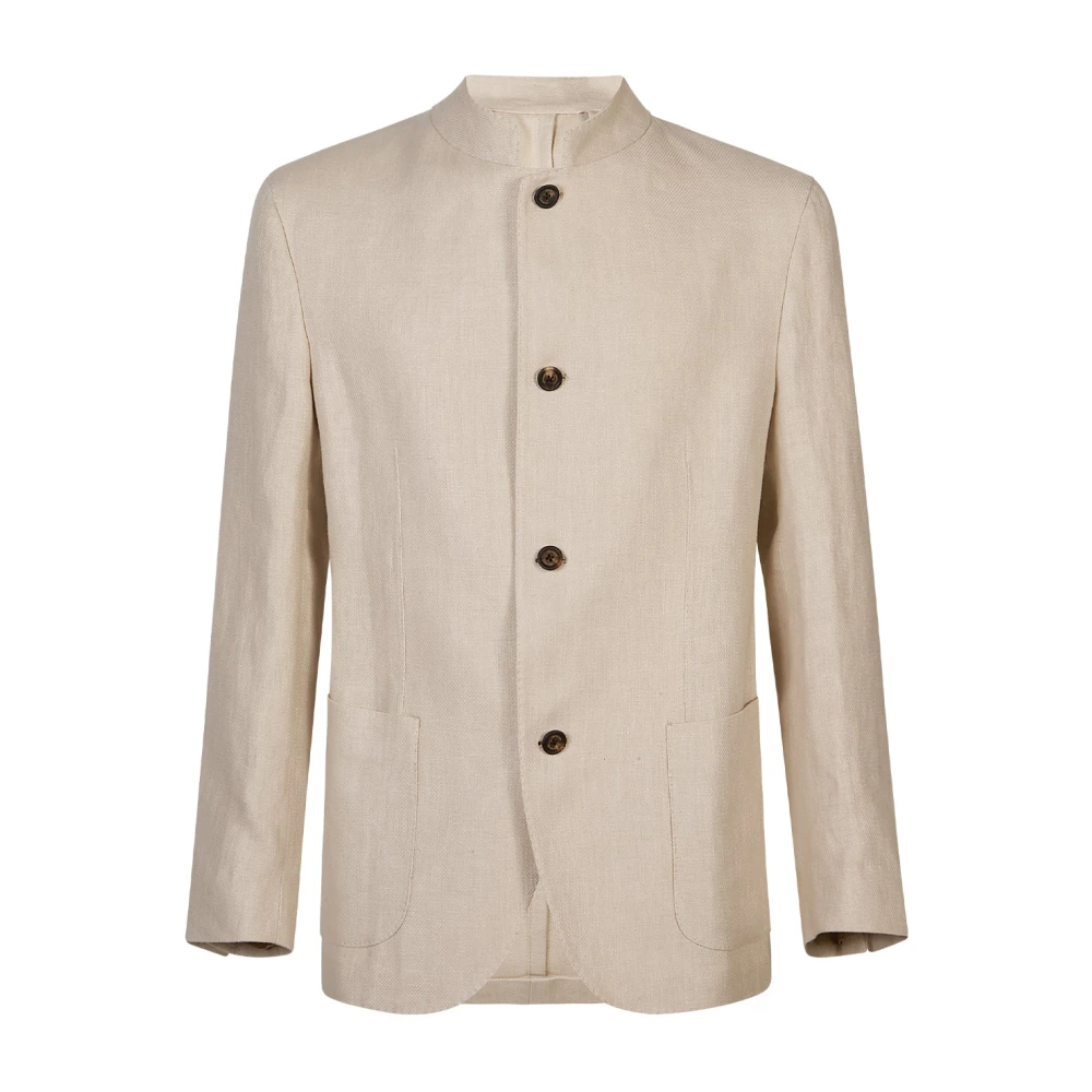 Eleventy Mannelijk Beige Jassen Heren, L, Leer, Giacca Collo In Piedi