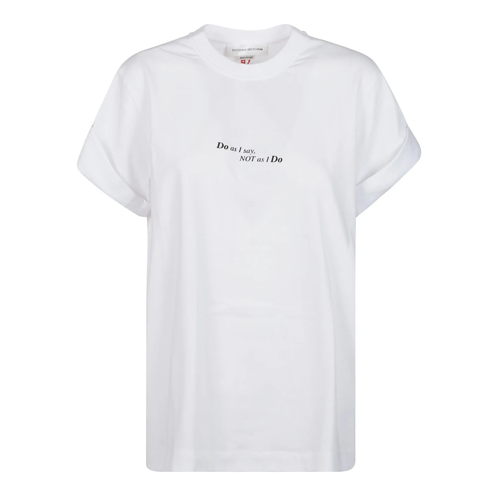Victoria Beckham Witte Slogan T-Shirt White Dames