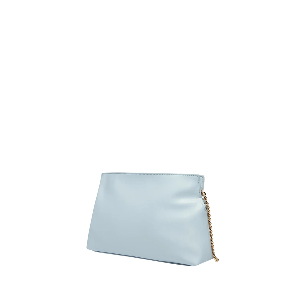 Moschino Blauwe leren schoudertas met gouden logo Blue Dames