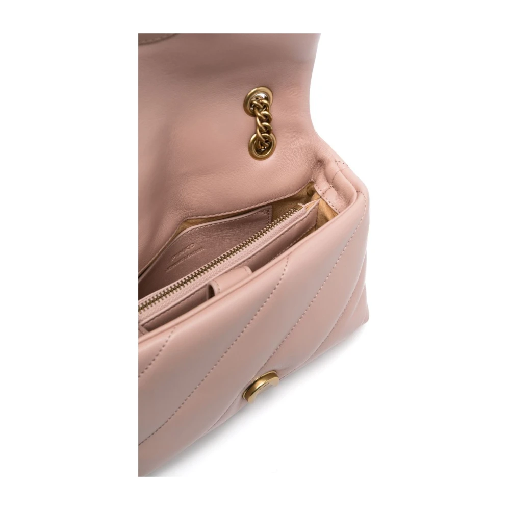 pinko Gewatteerde Roze Leren Schoudertas Pink Dames