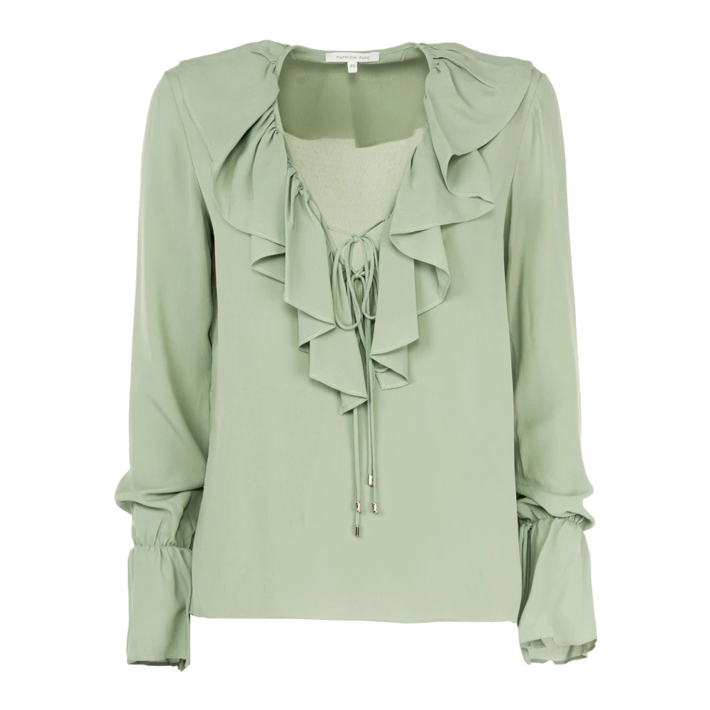 PATRIZIA PEPE Elegante Groene Blouse met Lange Mouwen Green Dames