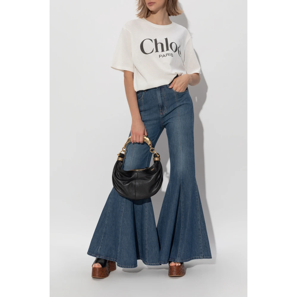 Chloé Bedrukt T-shirt Beige Dames