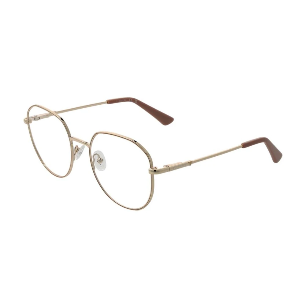 Guess Women's Yellow Glasses, One Size, Round Metal Full-Rim Optical Frames With Demo Lenses