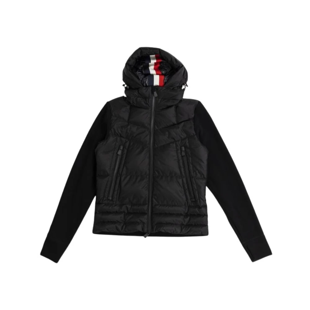 Moncler Svart zip cardigan med huva Black, Herr