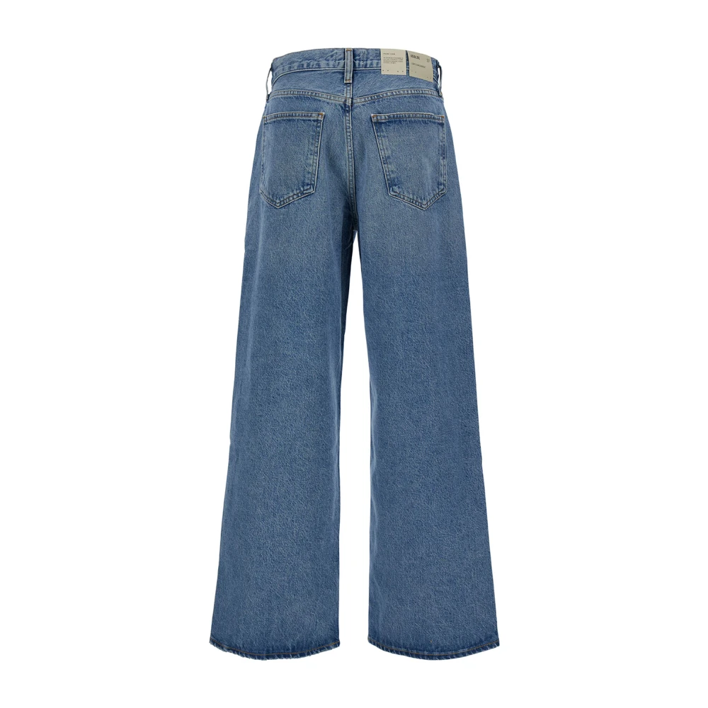 Agolde Wijde Denim Jeans met Contrasterende Stiksels Blue Dames