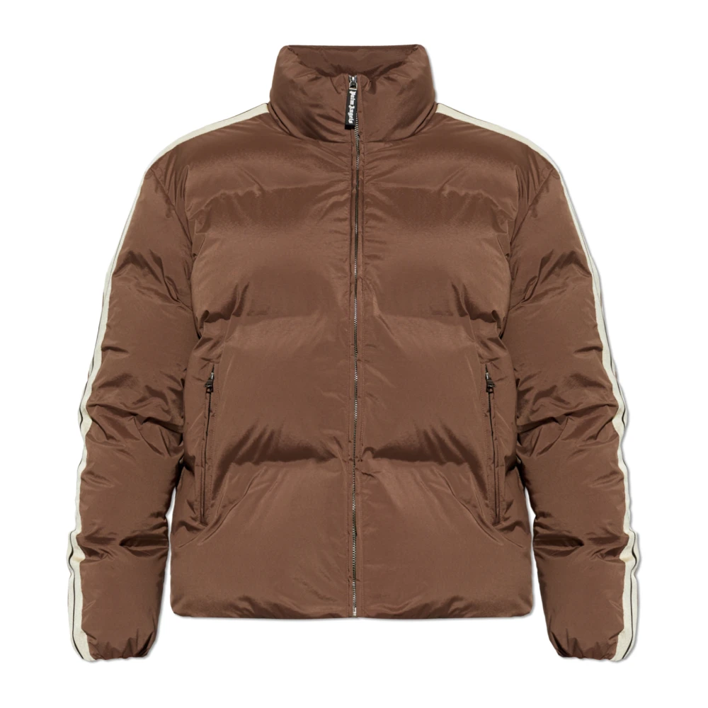 Palm Angels Mannelijk Bruin Jassen Heren, M, Leer, Geïsoleerd Jack Met Een Opstaande Kraag