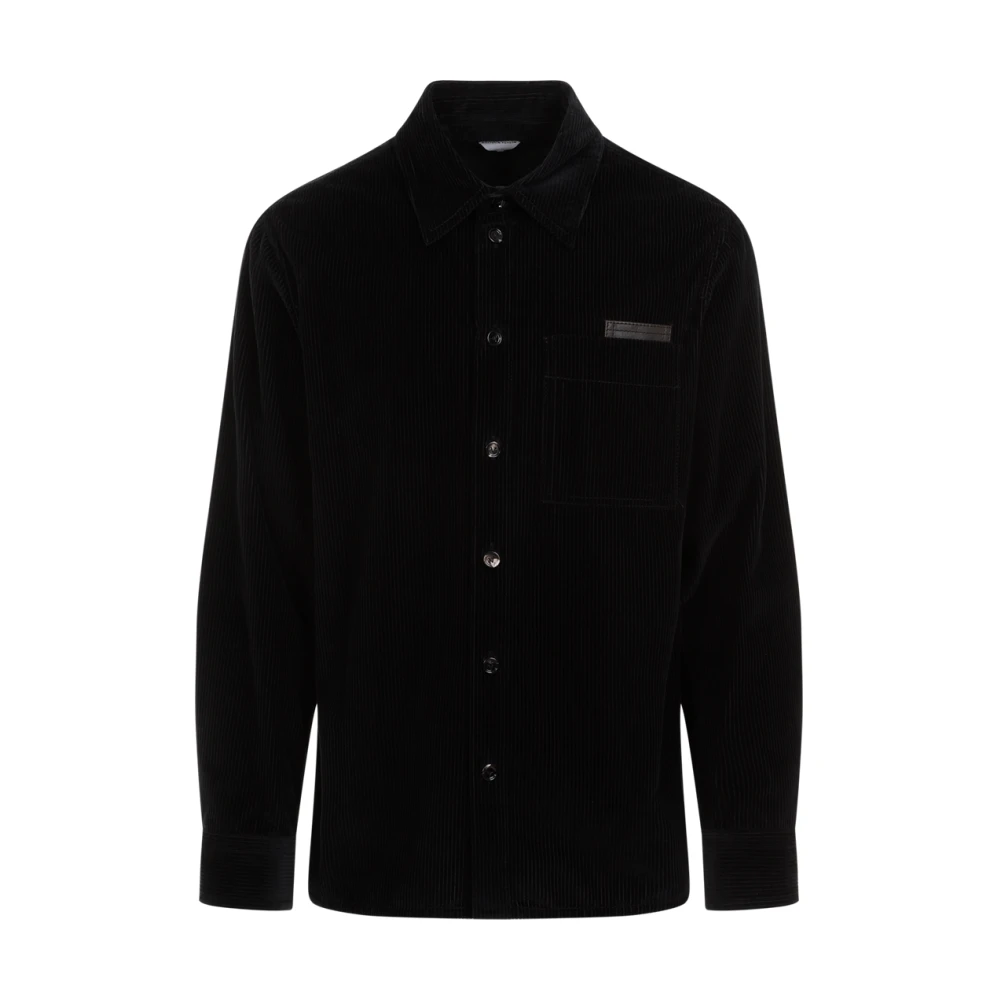 Bottega Veneta Midnight Blue Velvet Shirt Lederen Zak Blue Heren