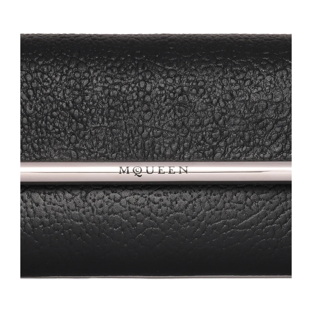 alexander mcqueen Zwarte lange clutch met gegraveerd logo Black Dames