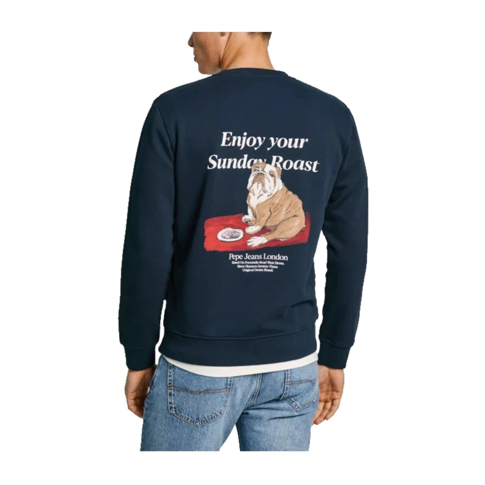 Pepe Jeans Klassieke Heren Sweatshirt met Geborduurd Logo Blue Heren