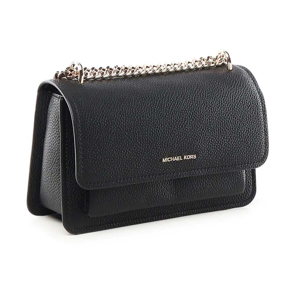 Michael Kors Zwarte leren schoudertas met logo Black Dames