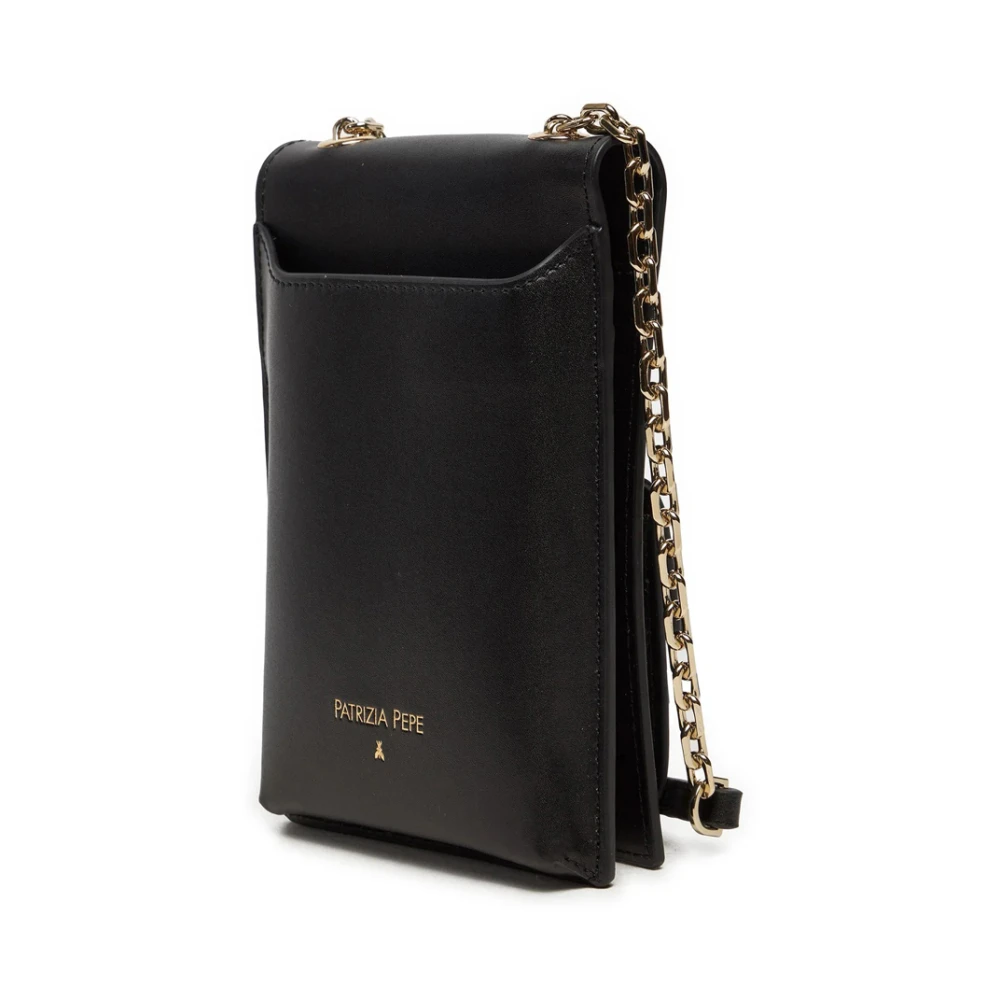PATRIZIA PEPE Elegante Zwarte Leren Clutch Tas Black Dames