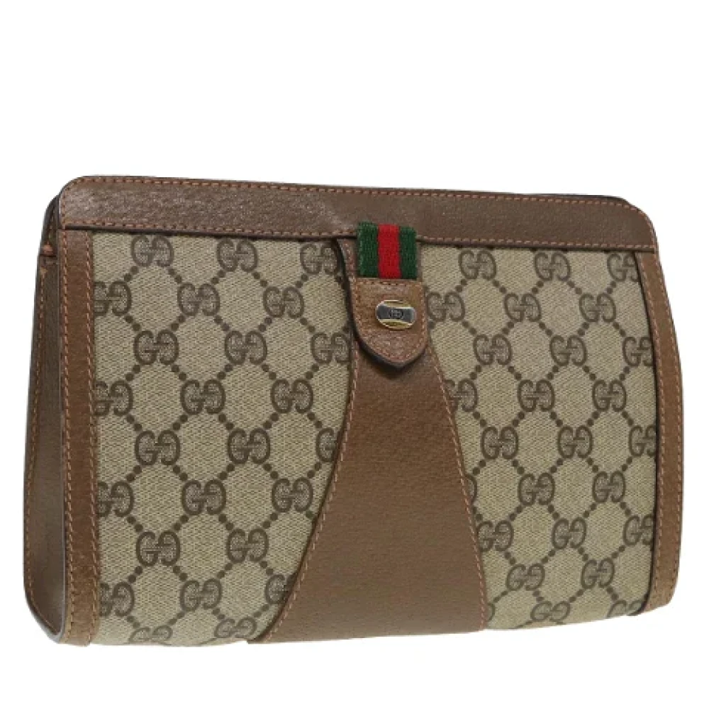 Gucci Vintage Pre-owned Leather clutches Beige Dames