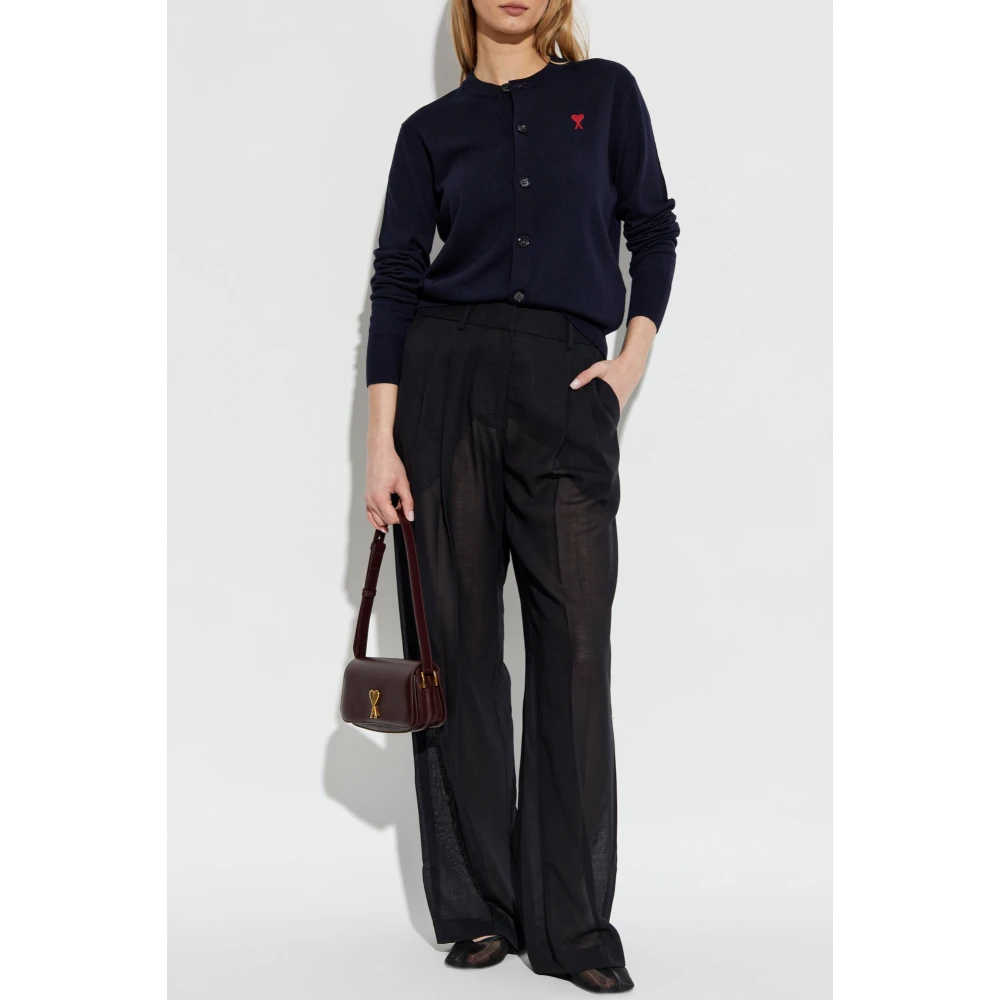 Ami Paris Wol wollen cardigan met logo Blue Dames