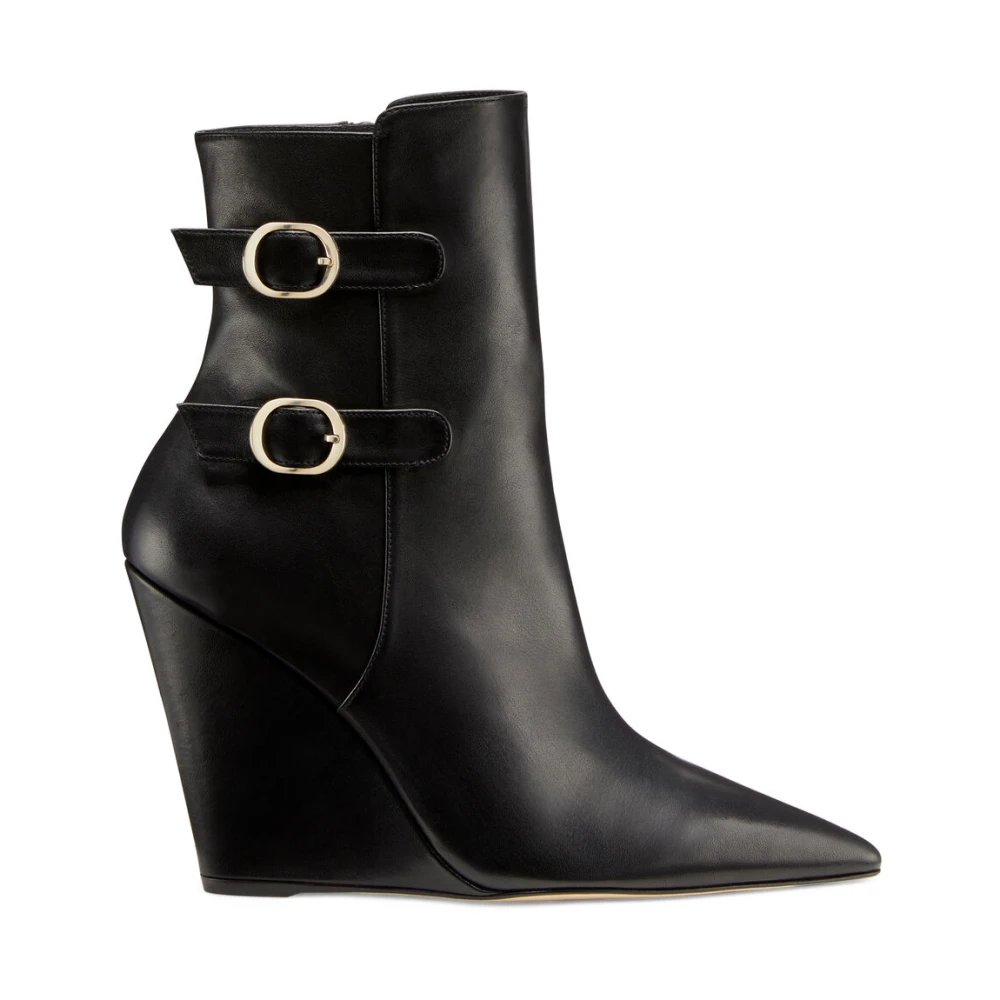 Stuart Weitzman Black Western-Inspired Saloon 100 Wedge Boot - Female - Wedges - 2 Uk - Shoes