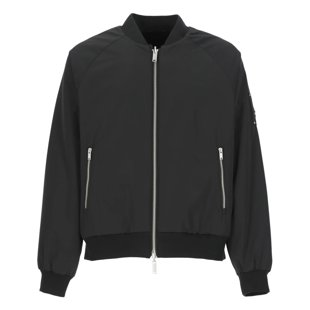 Moose Knuckles Zwarte Crewneck Jas met Omkeerbare Synthetische Bont Black Heren