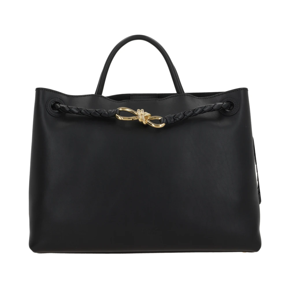 Bottega Veneta Zwarte leren handtas met gouden hardware Black Dames