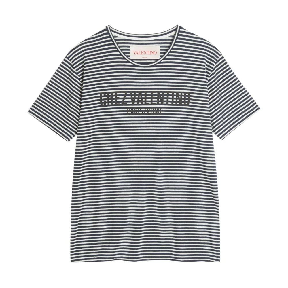 Valentino Garavani Blauwe T-shirts en Polos met Chez Valentino Print Blue Heren