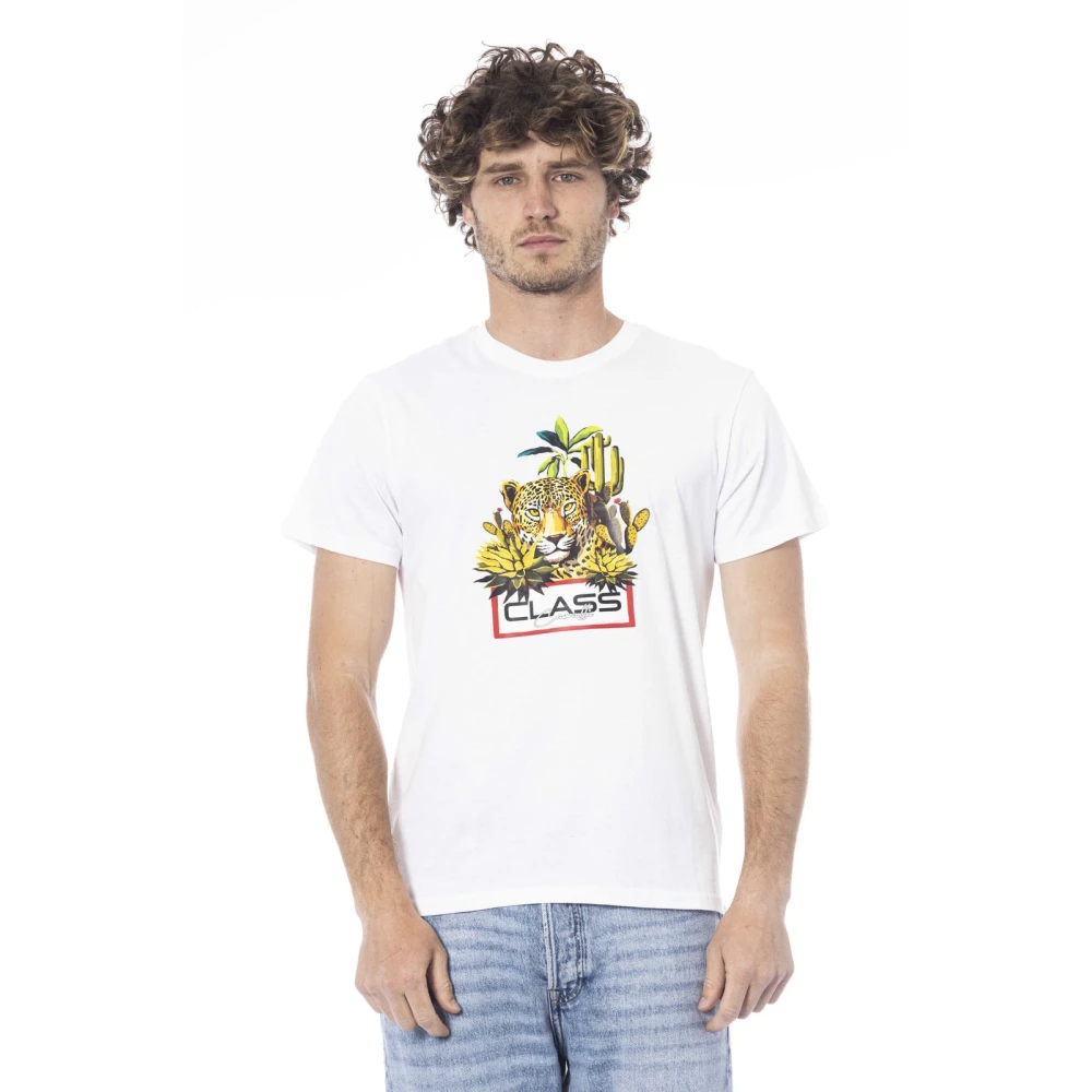 Cavalli Class Logo Katoenen T-shirt Crew Neck White Heren