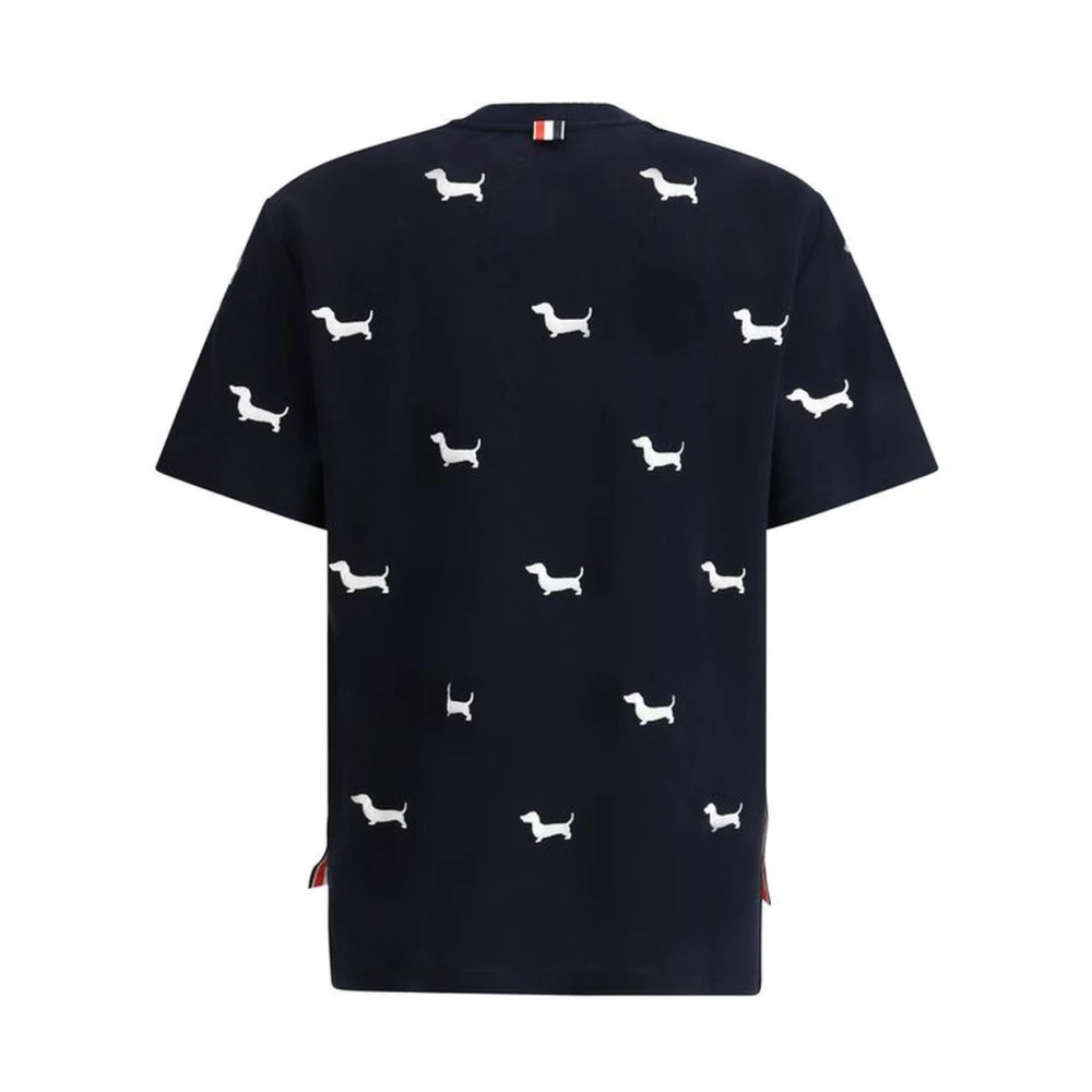 Thom Browne T-shirt met geborduurde teckels en knoopverstelbare banden Black Heren