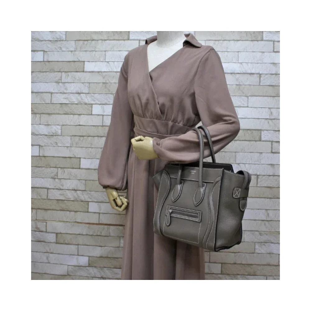 Celine Vintage Pre-owned Leather handbags Gray Dames