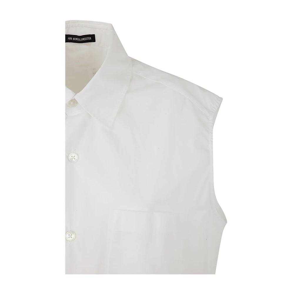 Ann Demeulemeester Amelie Mouwloze Lange High Comfort Blouse White Dames
