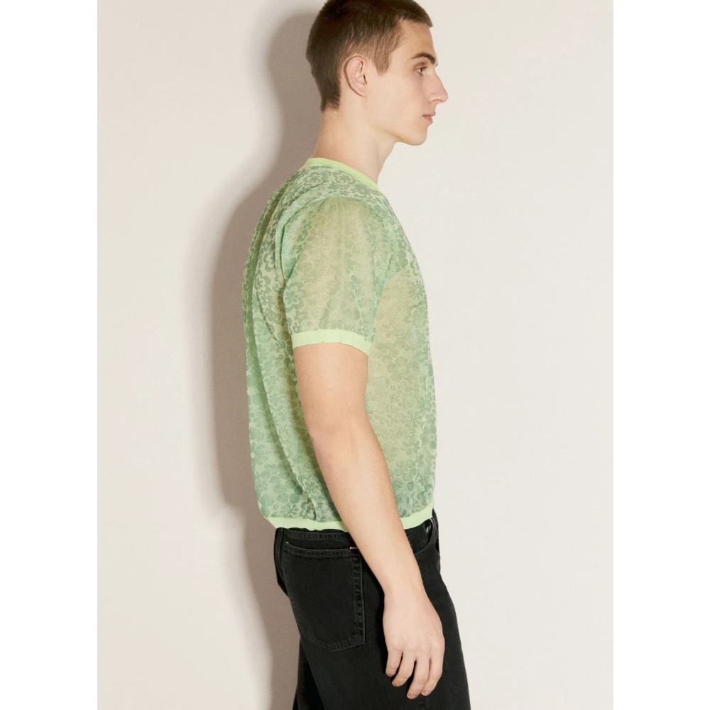 Martine Rose Bloemen Crewneck T-shirt Green Heren