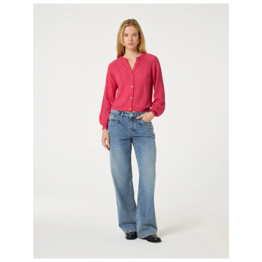 Fabienne Chapot Luxe Gedraaide Cardigan met Hart Knopen Pink Dames