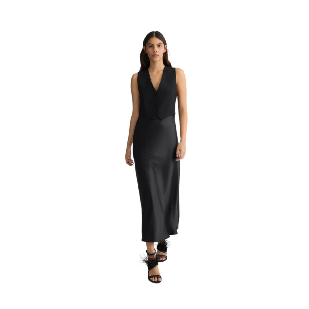 Liu Jo Lange satijnen jurk met vest Black Dames