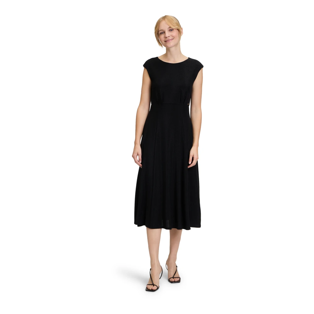 Betty & Co Mouwloze Jerseyjurk met Plooien Black Dames