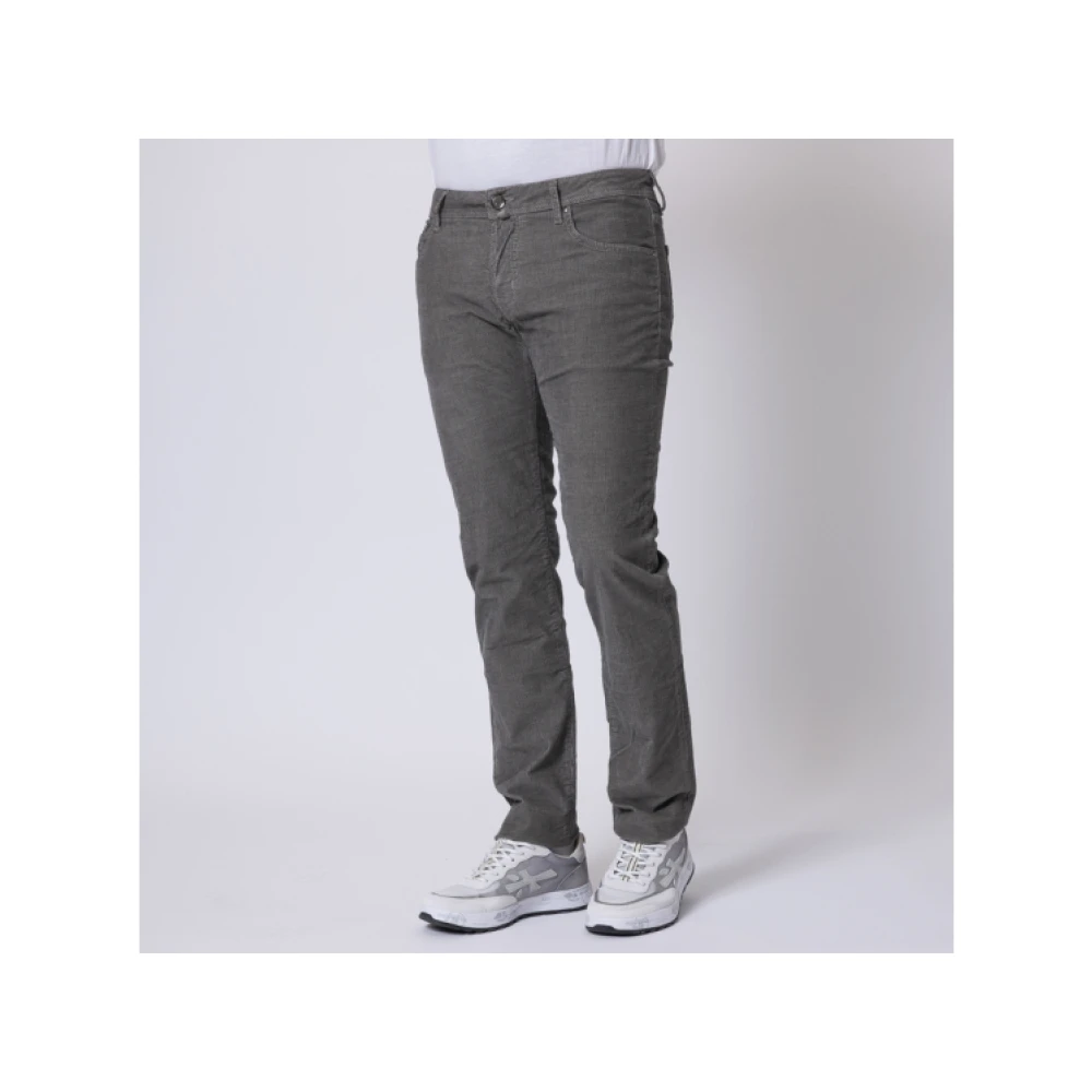 Jacob Cohën Gestructureerde taupe fluwelen slim fit jeans Gray Heren