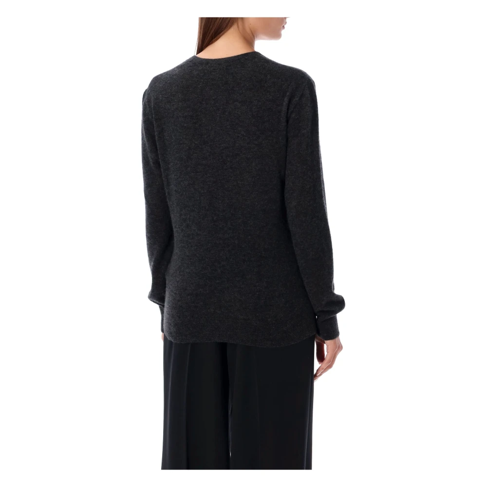 Saint Laurent Cashmere Zijde Trui met Ronde Hals Black Dames