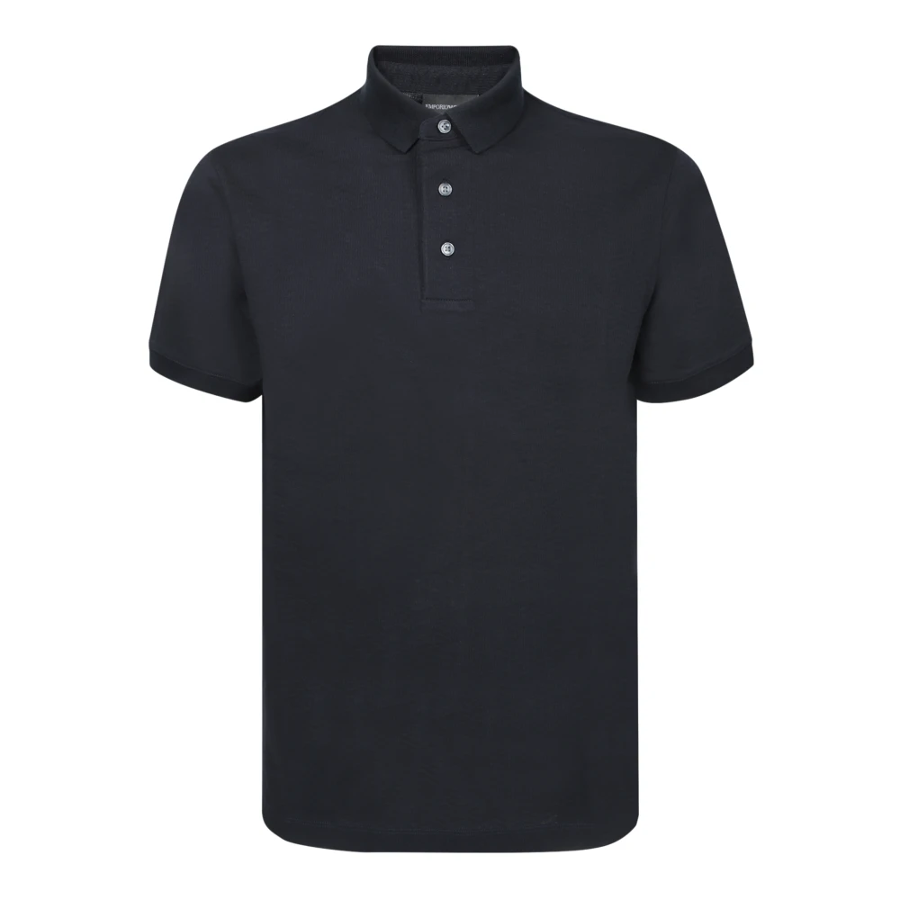 Emporio Armani Men's Blue Polo Shirts, 2XL, Zigzag Textured Polo Shirt