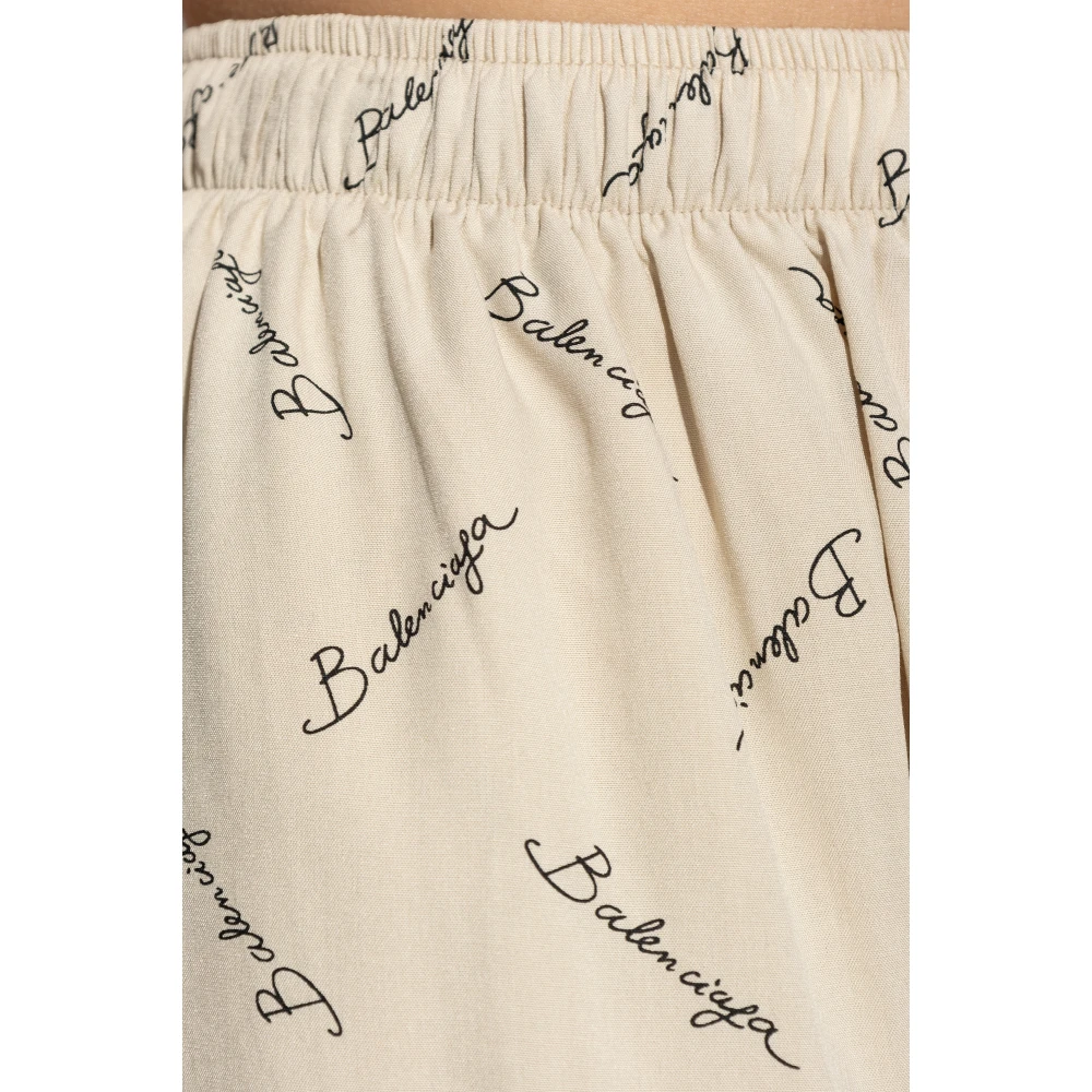 Balenciaga Broek met logo Beige Dames