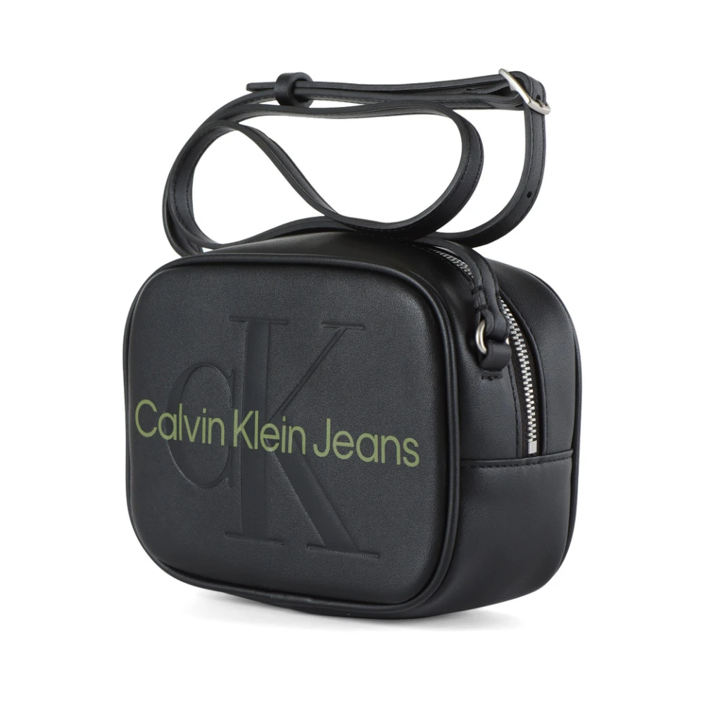 Calvin Klein Jeans Logo Camera Tas Eco-Leer Crossbody Black Dames