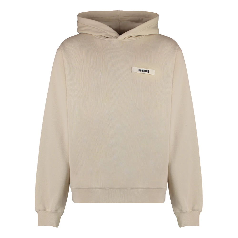 Jacquemus Katoenen hoodie met geribde randen Beige Heren