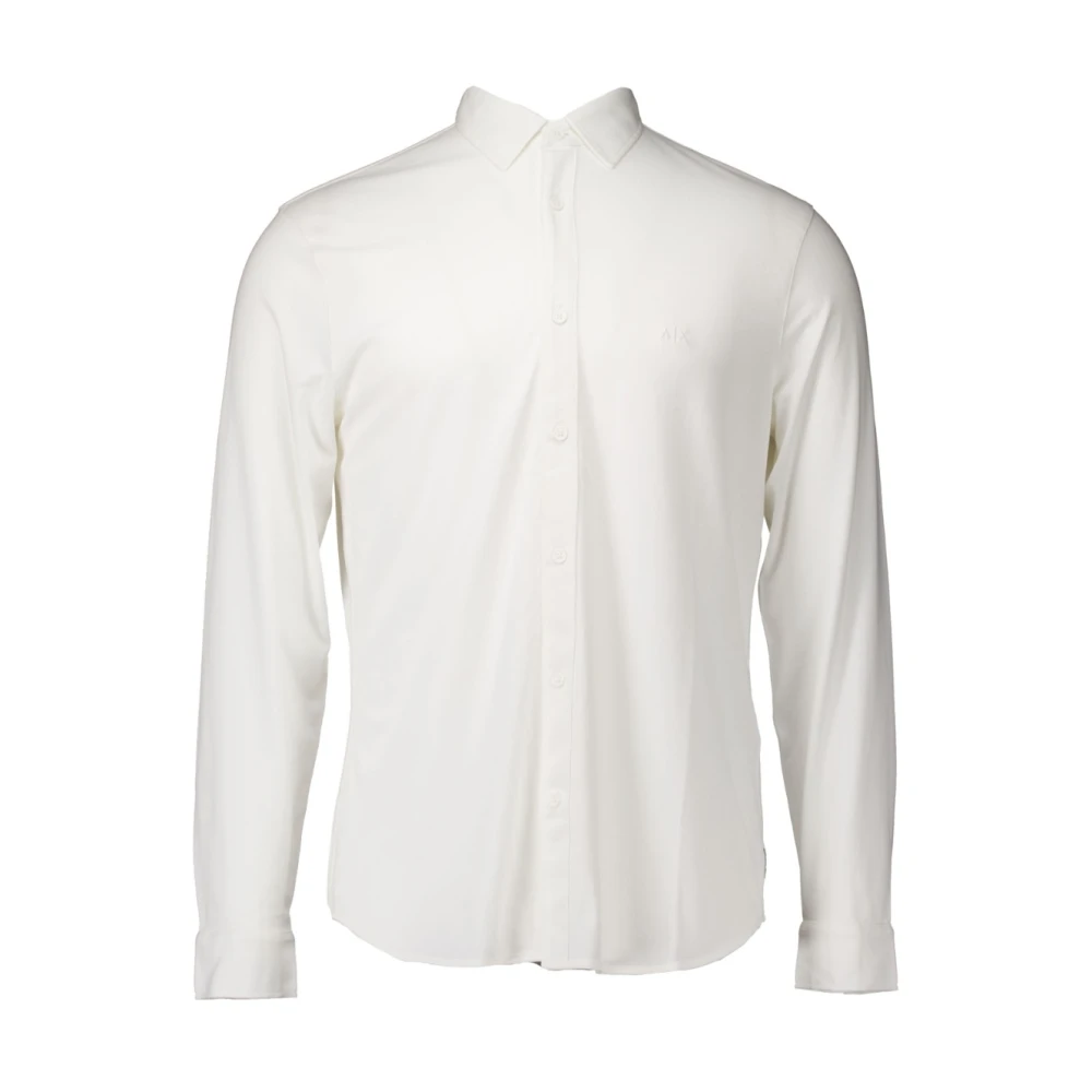 Armani Exchange Heren Jersey Shirt Lange Mouw Off White Heren