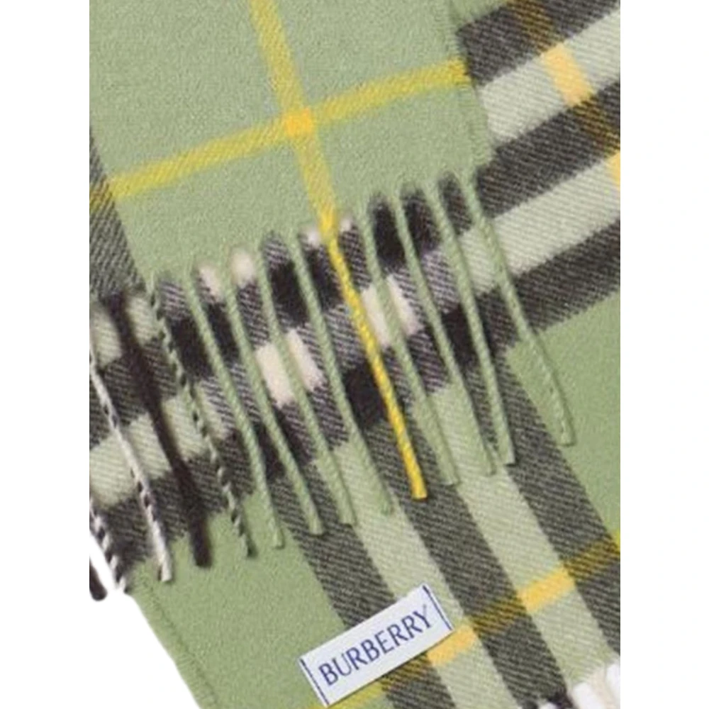 Burberry Groene Geruite Wol Kinder Sjaal Green Unisex